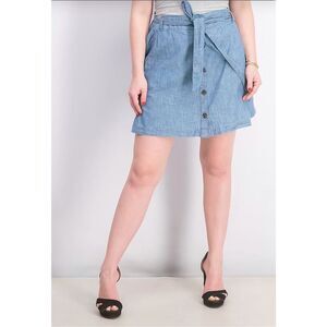 Womens Gap Plus Denim Jean Chambray Button Front Utility Skirt - Sz XXL